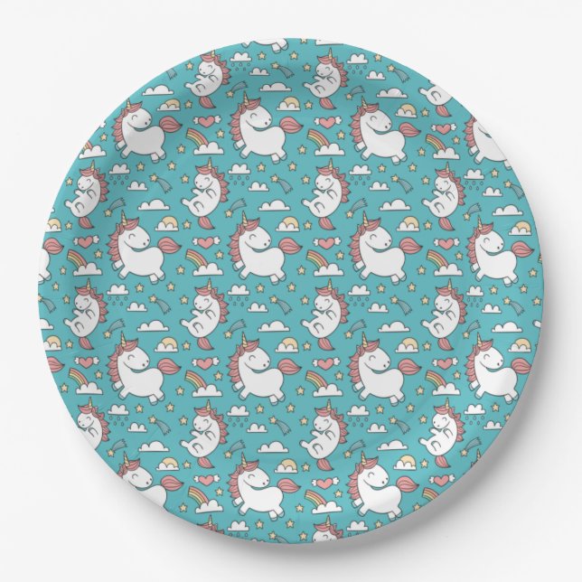 Assiettes En Carton Unicornes (Devant)