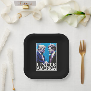 Assiettes En Carton Unir l'Amérique Icône Trump 
