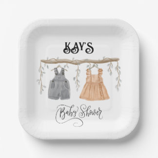 Assiettes En Carton Unisex Twins Verdure Baby shower Floral