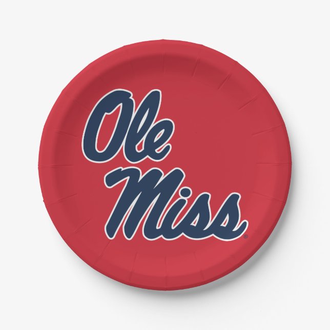 Assiettes En Carton Université du Mississippi | Ole Miss Script (Devant)