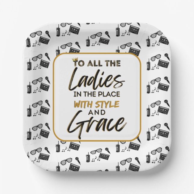 Assiettes En Carton Urban Old School Hip hop des années 90 fête d'anni (Recto)