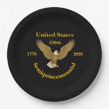 USA 250 Elegant Black Paper Plates