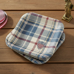 Assiettes En Carton USA 250 Motif Bouclier Carreaux Américains ID1301