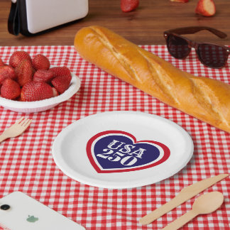 Assiettes En Carton USA 250e anniversaire patriotique rouge blanc bleu