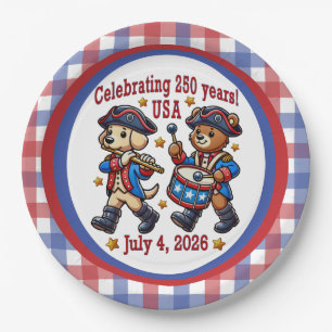 Assiettes En Carton USA 250e anniversaire Souvenir - Patriotique