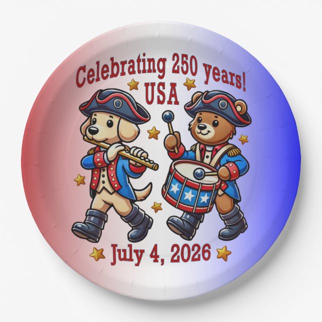 Assiettes En Carton USA 250th Anniversary Souvenir - Patriotique (Devant)