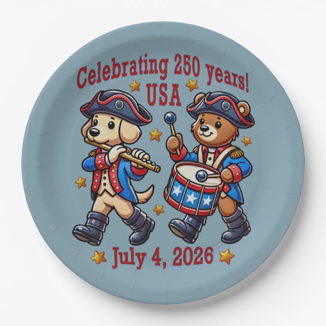 Assiettes En Carton USA 250th Anniversary Souvenir - Patriotique (Devant)
