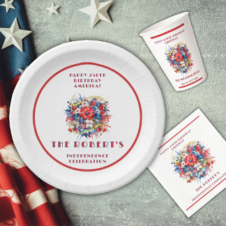 Assiettes En Carton USA 250th Birthday America's Celebration