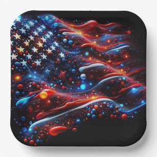 Assiettes En Carton USA Drapeau de peinture 4 juillet