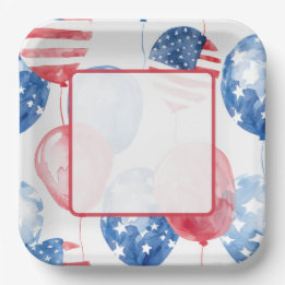 Assiettes En Carton USA Fête du 4 juillet patriotique