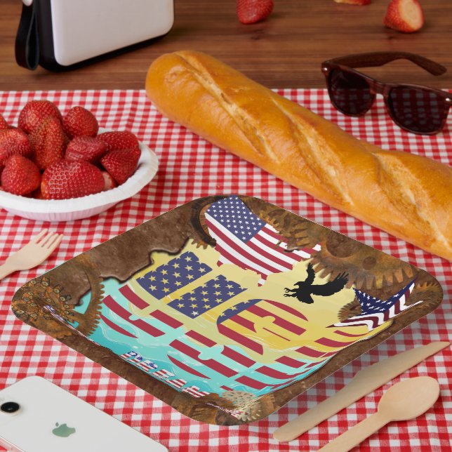 Assiettes En Carton USA Patriotique (Pique-nique)