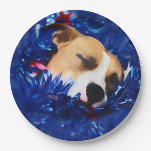 Assiettes En Carton USA Patriotique Chien American Pit Bull Terrier