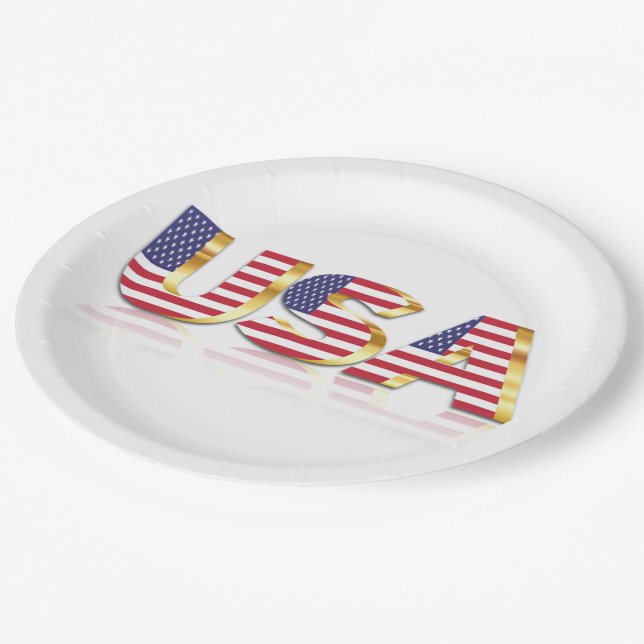 Assiettes En Carton USA Plaques de papier drapeau Patriotique (Angle)
