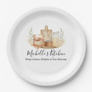 Assiettes En Carton Ustensiles de cuisine Nourriture Aquarelle Maison