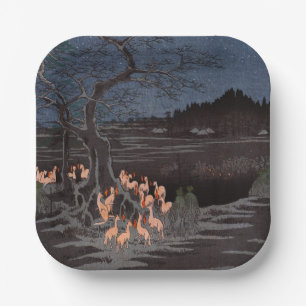 Assiettes En Carton Utagawa Hiroshige - Le réveillon du Nouvel An tire