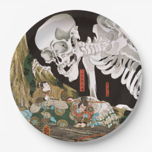Assiettes En Carton Utagawa Kuniyoshi Warrior vs Ghost, Art Japonais