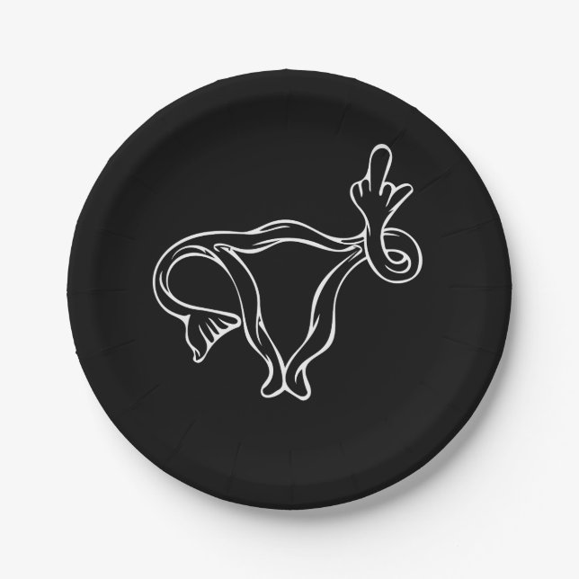 Assiettes En Carton Uterus à doigt moyen Pro-choix (Devant)