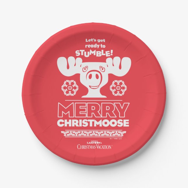 Assiettes En Carton Vacances de Noël | Joyeux Christmoose (Devant)
