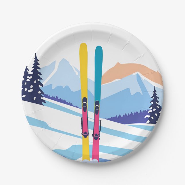 Assiettes En Carton Vacances de ski (Devant)