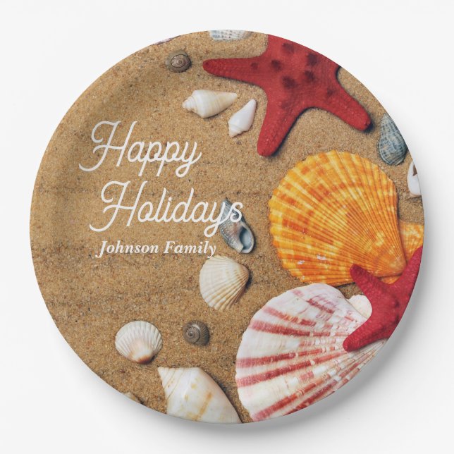 Assiettes En Carton Vacances estivales côtières maritimes tropicales (Devant)