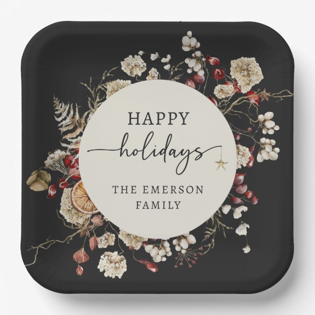 Assiettes En Carton Vacances noires (Recto)