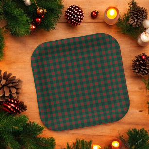 Assiettes En Carton Vacances Plaid Buffalo Red Green