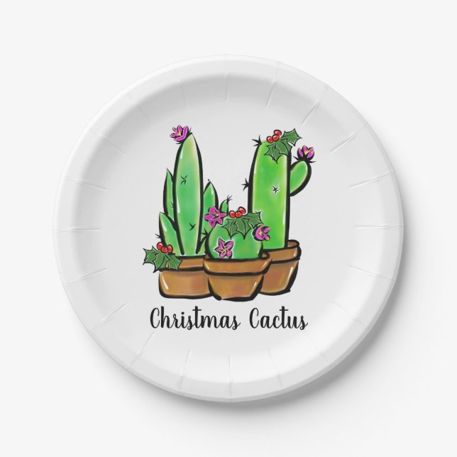 Assiettes En Carton Vacances sympa Xmas Cactus cactus cactus succulent (Devant)