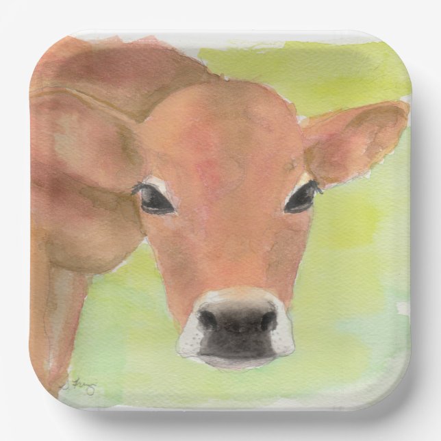 Assiettes En Carton Vache aquarelle (Recto)