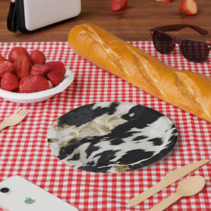 Assiettes En Carton Vache blanche noire