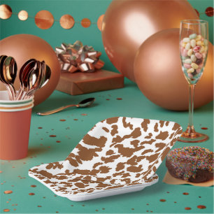 Assiettes En Carton Vache Brown Et Blanche Cacher Motif fourrure