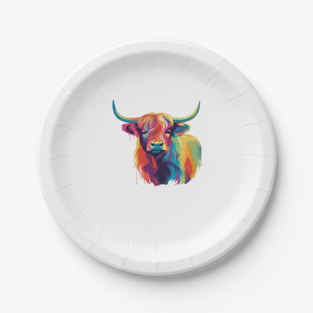 Assiettes En Carton Vache cool dans le T-shirt classique de la prairie (Devant)