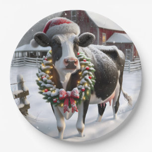 Assiettes En Carton Vache De Noël À Barnyard