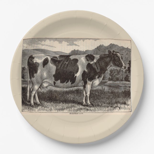 Assiettes En Carton Vache du 19ème siècle du Holstein d'impression (Devant)