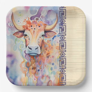 Assiettes En Carton Vache ferme pourpre