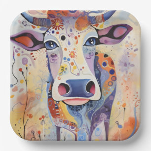 Assiettes En Carton Vache ferme pourpre