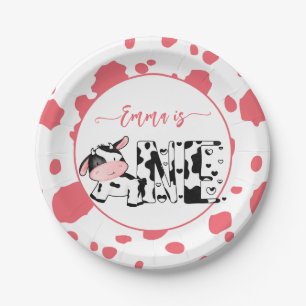 Assiettes En Carton Vache fête table rose vache motif personnalisé