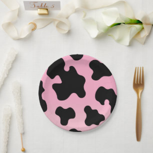 Assiettes En Carton Vache rose et noire Imprimer Western Cowgirl Party