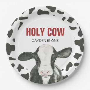 Assiettes En Carton Vache sacrée, je suis un anniversaire à imprimé va