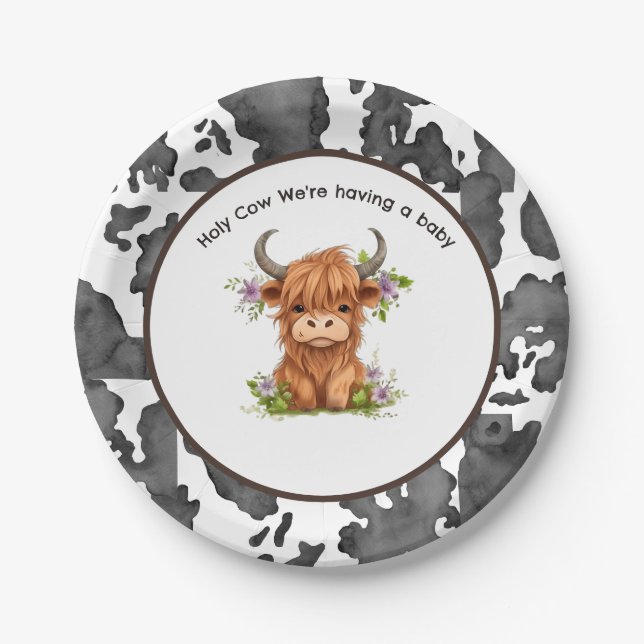 Assiettes En Carton Vache sainte Nous avons un bébé (Devant)