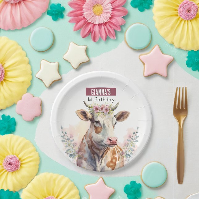 Assiettes En Carton Vaches de printemps - fête d'anniversaire - (Créateur téléchargé)