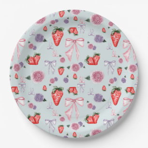 Assiettes En Carton Vaches, Roses et fraises Coquette Motif