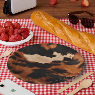 Assiettes En Carton Vachette à crème noire Brown