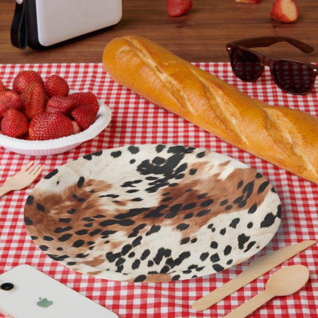 Assiettes En Carton Vachette animale à la crème Brown (Pique-nique)