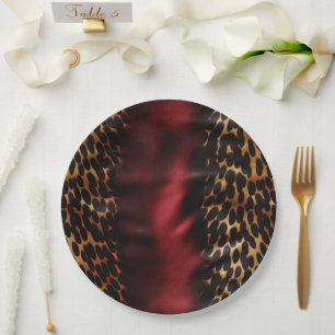 Assiettes En Carton Vachette noire rouge or