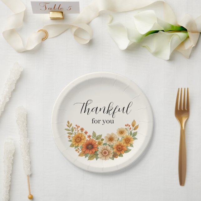 Assiettes En Carton Vague d'automne - Automne Floral Thanksgiving (Mariage)