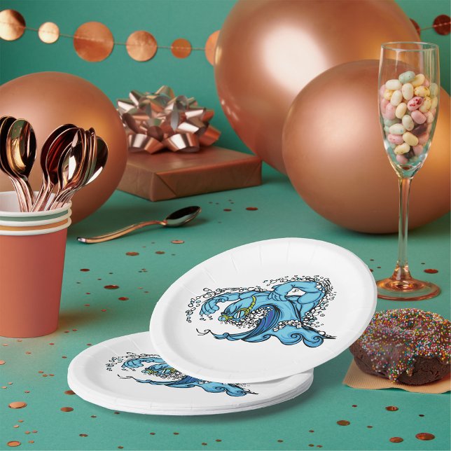 Assiettes En Carton Vague de natation (Créateur téléchargé)