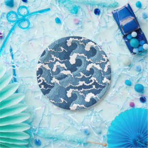 Assiettes En Carton Vagues Abstraites