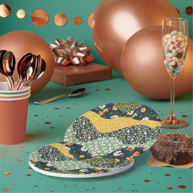 Assiettes En Carton Vagues de prairie (Multi)