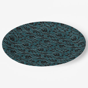 Assiettes En Carton Vagues métalliques-Turquoise-NOIR-PAPIER PLAQUES
