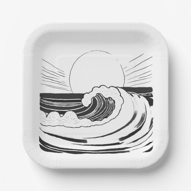 Assiettes En Carton Vagues océaniques (Recto)